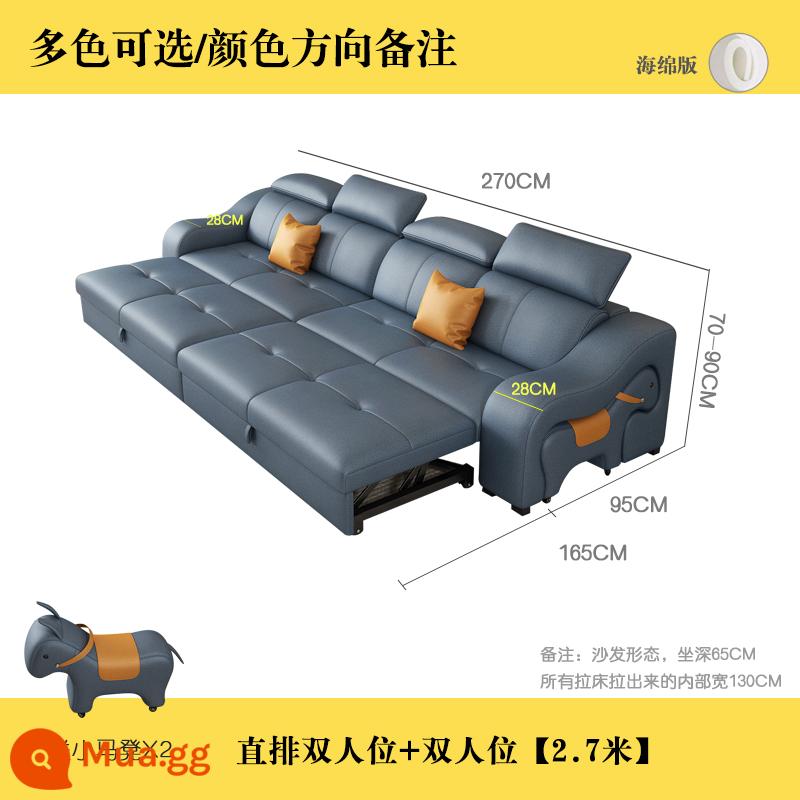 Công nghệ giường sofa vải có thể gập lại đa chức năng trường kỷ kép lưu trữ lớn và nhỏ loại căn hộ hiện đại kiểu lưới ngựa màu đỏ - Hàng thẳng [2,7 mét] phiên bản xốp vải công nghệ nano