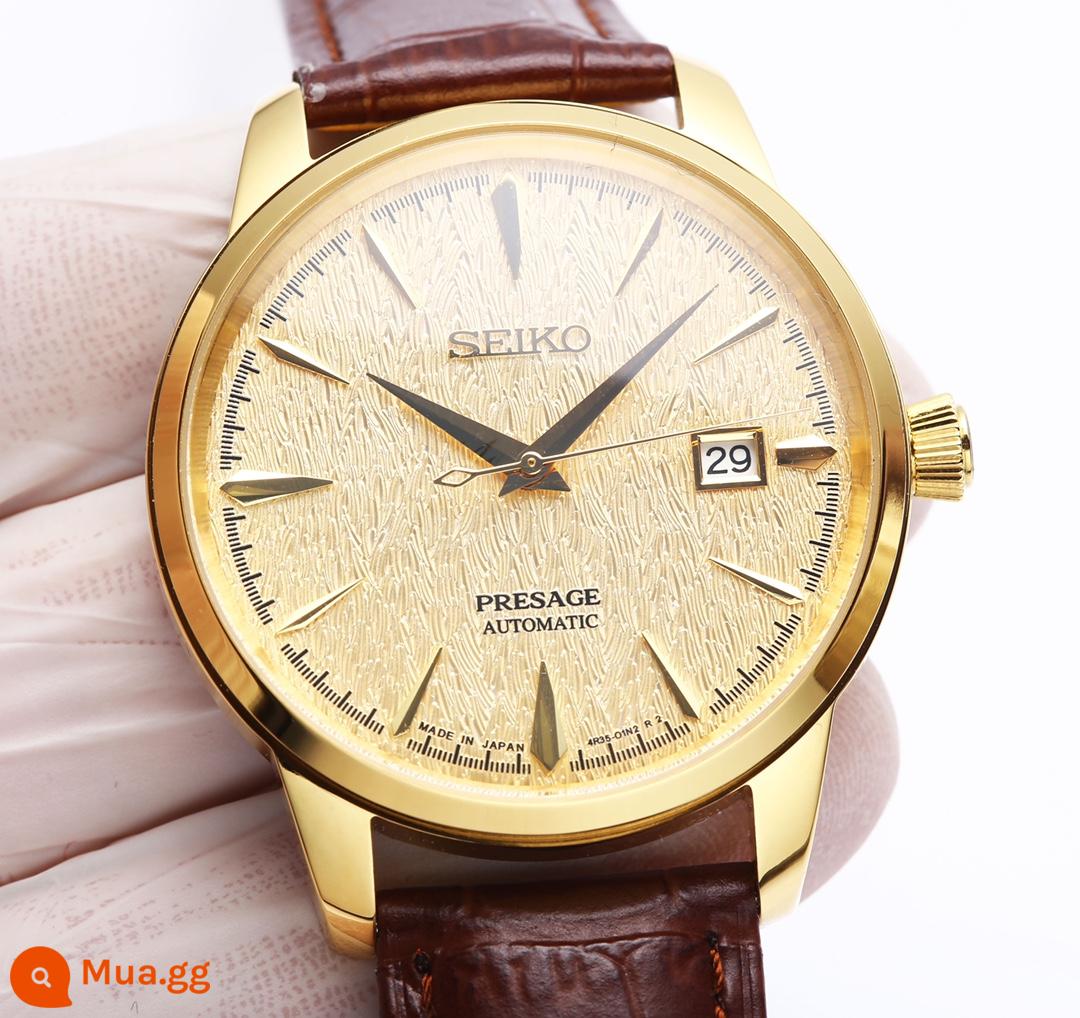 Đồng hồ SEIKO Seiko của Zhao Youting, đồng hồ cơ khí, dòng cocktail, đồng hồ nam doanh nhân SRPB41J1 - Thắt lưng da vàng