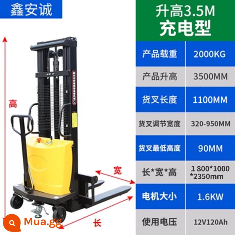 Xe xếp xếp bán điện Xin An Cheng 2 tấn xe xếp xếp xếp dỡ xe nâng thủy lực xe xếp xếp xử lý bằng pin xe xếp xếp - Bộ sạc 2 tấn 3,5 mét chất lượng cao + bảo hành 5 năm, chất lượng tốt hơn so với các sản phẩm cùng loại - mẫu nâng cấp