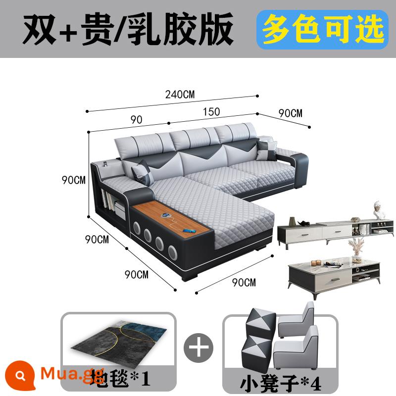 Sofa vải cao su mới có thể tháo rời và giặt được, phòng khách chung cư lớn nhỏ hiện đại đơn giản kết hợp nội thất đa chức năng - Bộ hai món + tủ tivi bàn cà phê