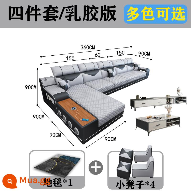 Sofa vải cao su mới có thể tháo rời và giặt được, phòng khách chung cư lớn nhỏ hiện đại đơn giản kết hợp nội thất đa chức năng - Bộ 4 món + tủ tivi bàn cà phê