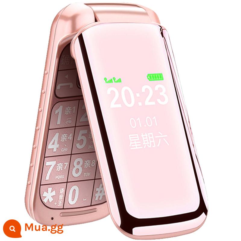 [4G Full Netcom] Điện thoại nắp gập Duowei N8 4g chờ cực lâu màn hình lớn phông chữ lớn giọng nói vua quay số một phím thích hợp cho người già có viễn thông chính hãng máy bà già mạ điện - Hoa hồng vàng