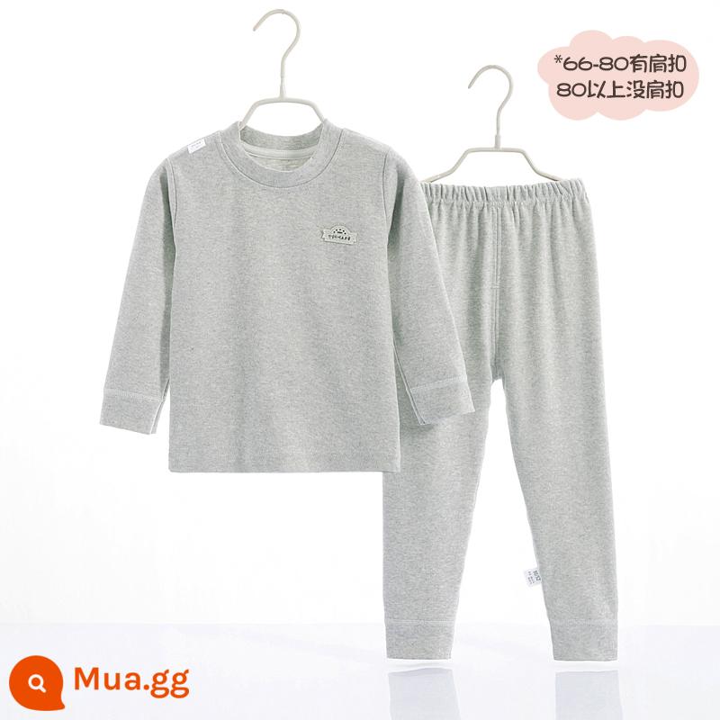 Bộ quần áo mùa thu và quần vệ sinh cotton nguyên chất cho bé trai và bé gái, bộ đồ lót cotton ấm áp màu nhung mềm mại cho bé mùa thu đông - 7652 màu xám 260g trọng lượng cao