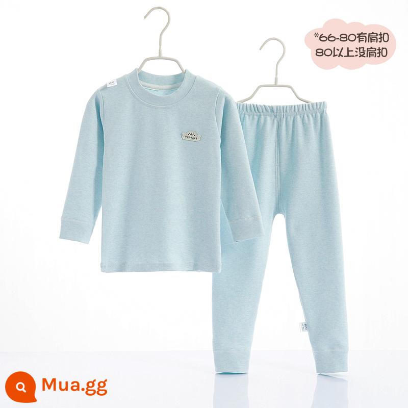 Bộ quần áo mùa thu và quần vệ sinh cotton nguyên chất cho bé trai và bé gái, bộ đồ lót cotton ấm áp màu nhung mềm mại cho bé mùa thu đông - 7652 màu xanh 260g trọng lượng cao