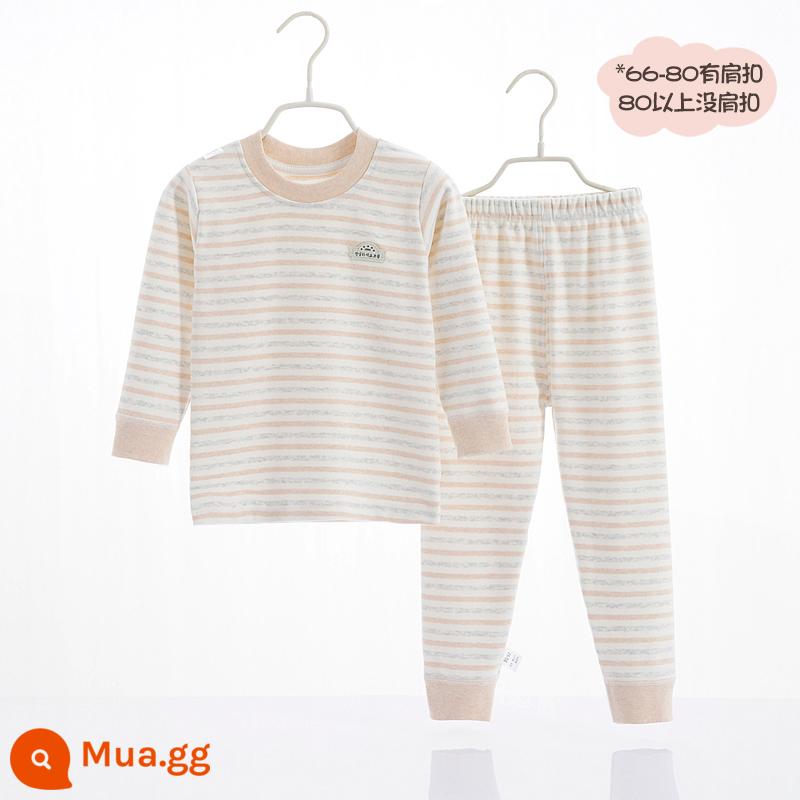 Bộ quần áo mùa thu và quần vệ sinh cotton nguyên chất cho bé trai và bé gái, bộ đồ lót cotton ấm áp màu nhung mềm mại cho bé mùa thu đông - 7652 gạo sọc 260g trọng lượng cao