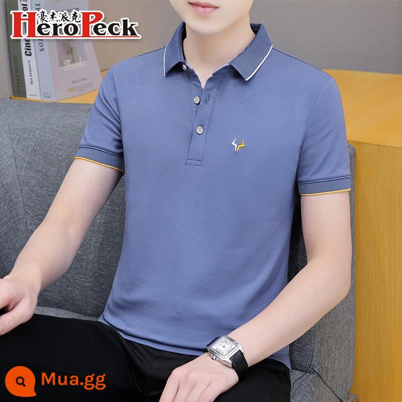 Lụa băng Ralph Lauren polo có cổ áo thun nam ngắn tay xu hướng mùa hè ve áo cổ sơ mi Áo sơ mi POLO nửa tay quần áo hàng đầu - QY681 màu xanh đậm