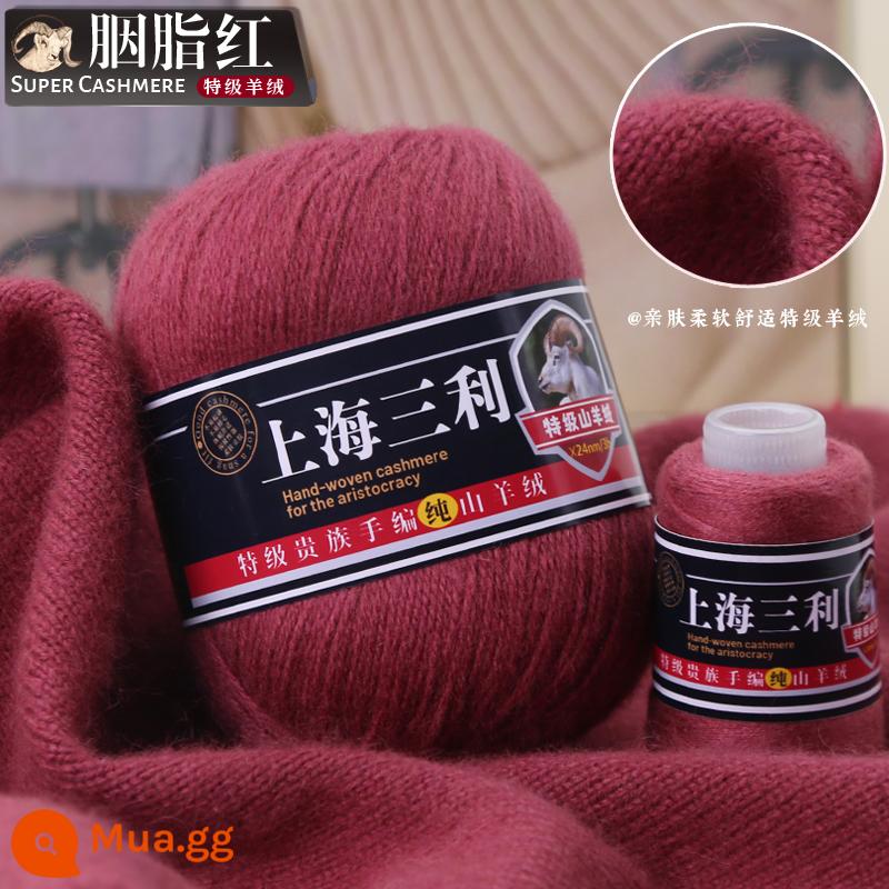 Thượng hải Sanli cashmere chính hãng sợi len cashmere nguyên chất 100% vừa dày len bóng đan áo len khăn handmade tự làm - Carmine [một hoặc hai gói]