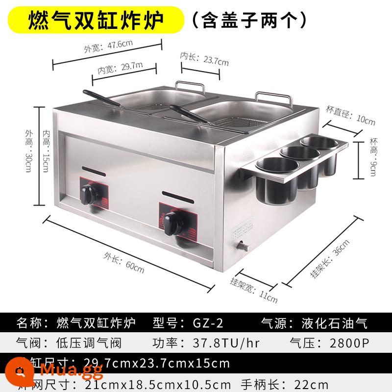 Nồi chiên điện nồi chiên khoai tây chiên rán máy chặt gà gian hàng thương mại nồi chiên gas nồi chiên điện thương mại điều khiển nhiệt độ nồi chiên điện - Nồi chiên xi lanh đôi gas