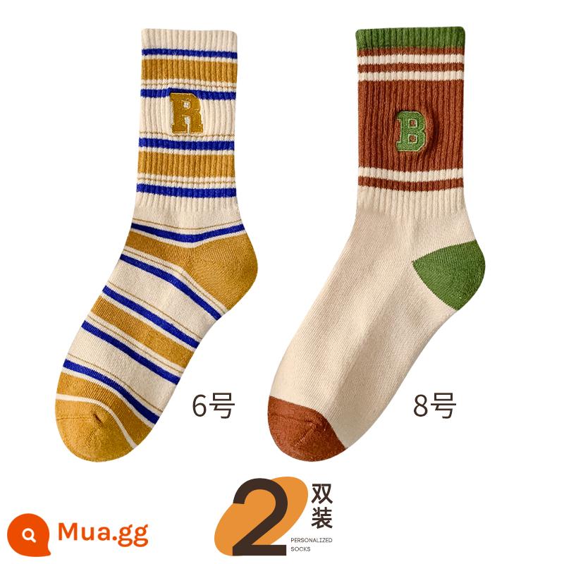 Những chiếc vớ dày trẻ em vào mùa thu và mùa đông làm tròn lông bông cotton sock sock sock, vớ ống cao ấm, mang ngoài - 6+8 2 cặp