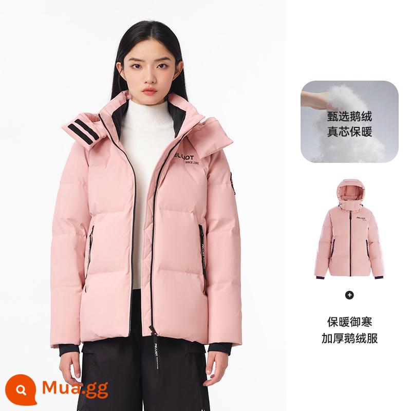 [Extreme Cold Pro] Áo khoác Pelliot Outdoor 650 Puff Goose Down Down dành cho nữ Quần áo leo núi chống gió trượt tuyết ấm áp chống lạnh dành cho nữ - Nữ|Hồng Sakura [650 lông ngỗng mềm mại, 90% nhung]