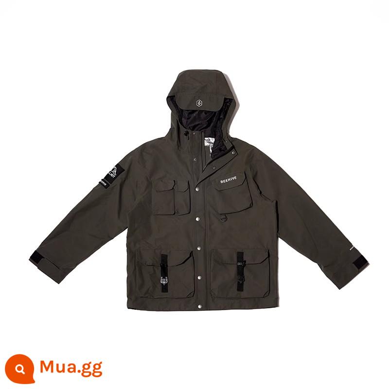 【Fengchao】Percy and Jacket Áo khoác gió chức năng ngoài trời dành cho nữ Áo khoác mùa xuân và mùa thu Quần áo bảo hộ lao động không thấm nước Bộ đồ leo núi gió cho nam - [Phong cách nam] Dòng Jungle Green/NochaEDGE