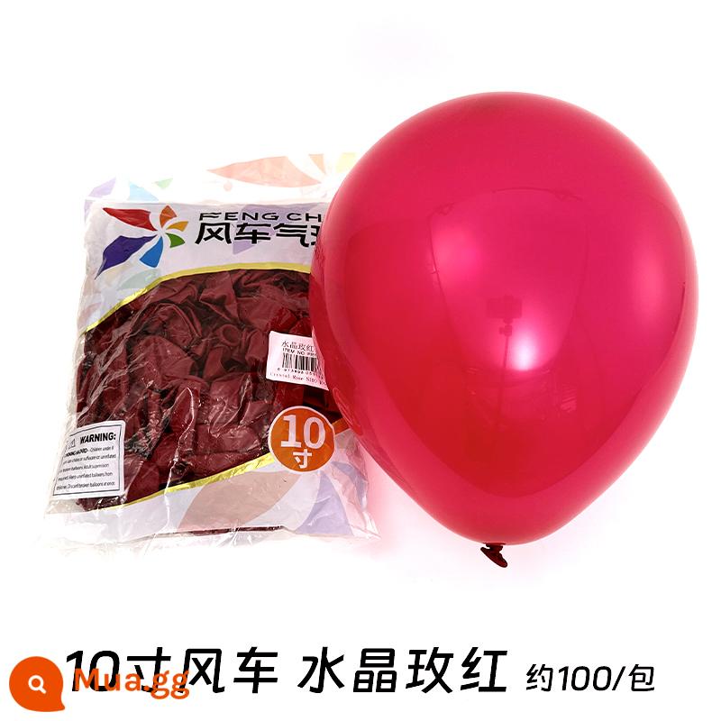 Cối Xay Gió Bóng 10 Inch 2.2 Gram Dày Cao Su Bóng Sinh Nhật Phòng Cưới Trang Trí Đám Cưới Tiếp Liệu - Pha lê hoa hồng đỏ 100 cái/gói