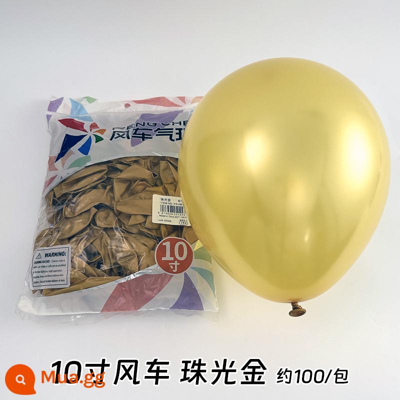 Cối Xay Gió Bóng 10 Inch 2.2 Gram Dày Cao Su Bóng Sinh Nhật Phòng Cưới Trang Trí Đám Cưới Tiếp Liệu - Vàng ngọc 100 cái/gói