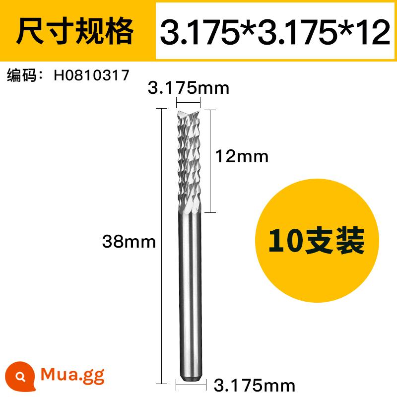 Huhao 3.175 chất liệu nhập khẩu thép vonfram máy khắc dao PCB dao phay chiêng dao bảng mạch mở da thô dao phay ngô - 3.175MM (gói 10 chiếc)