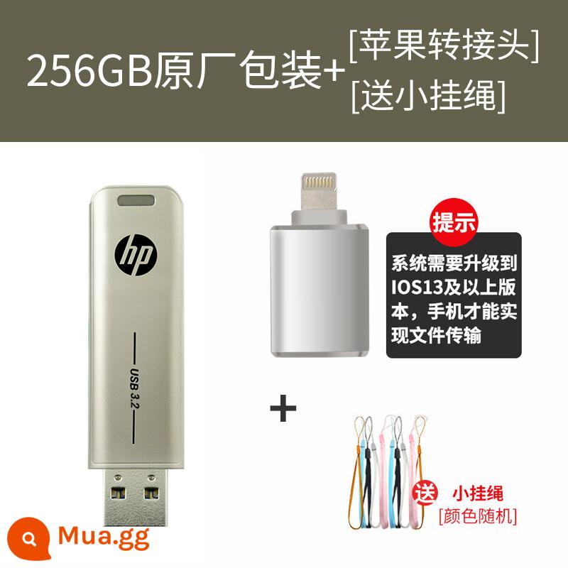 Ổ Đĩa Flash HP 128G Dung Lượng Lớn USB3.2 Tốc Độ Cao 64G Khắc Đèn LED Cổng USB Điện Thoại Di Động Xe Máy Tính Đa Năng x796w - Bao bì gốc 256G tốc độ cao USB3.2 + Bộ chuyển đổi Apple