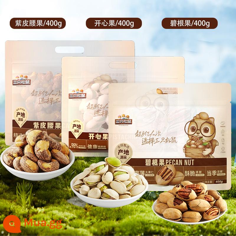 [Ba con sóc_Số lượng bán hạt 1kg] Snacks hạt điều Hạt điều quả hồ trăn Hạt thông Hạnh nhân - [Hạt hồ trăn + Hạt điều tím + Hồ đào] Tổng cộng 3 túi 1200g