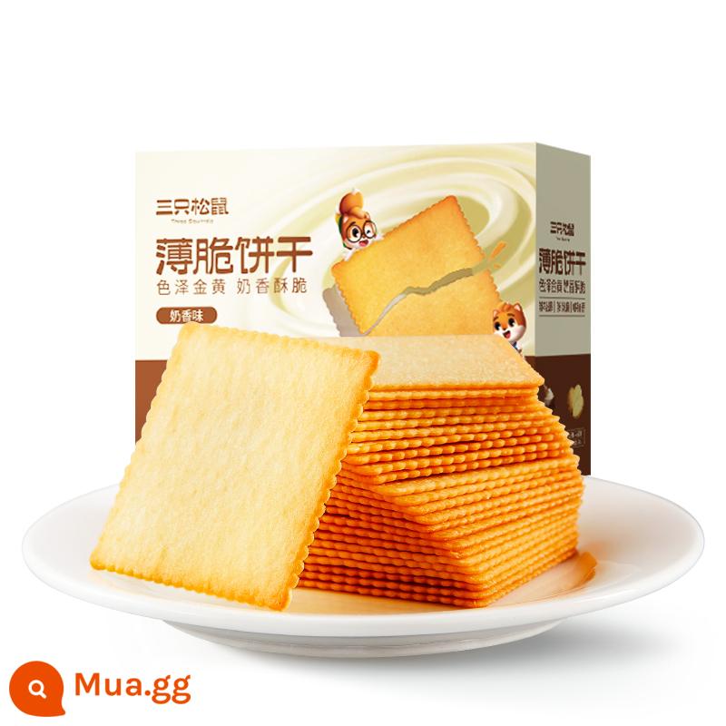 [Three Squirrels_Crackers 308g] Giải tỏa cơn háu ăn bánh quy lưới siêu mỏng gói nhỏ màu đỏ bánh ngọt ăn vặt thông thường - [Thử sớm] Hương sữa hộp 300gx1 (khoảng 28 gói)