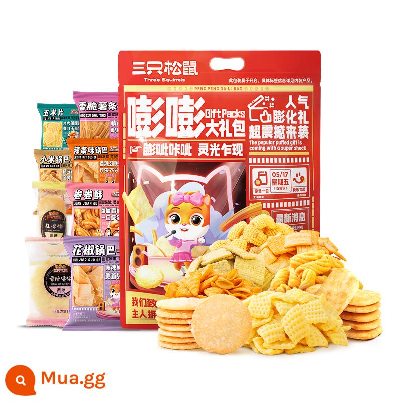 [Ba con sóc_Gói quà ăn nhẹ Senbei bánh tuyết] Hộp quà ăn nhẹ Đêm giao thừa Bánh quy phồng - [Trọn 100 gói] Gói Quà Tết Puffed 1100g