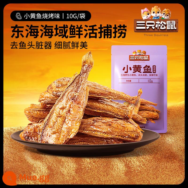 Tùy chọn [Ba con sóc_ Cá đù vàng nhỏ/Vị BBQ 10g] Cá khô hải sản Đồ ăn nhẹ Cá ăn liền - Cá đù vàng nhỏ/vị BBQ 10g (nên chụp 5 tấm)