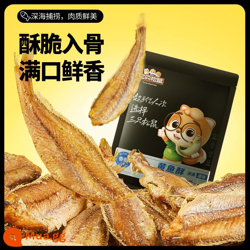 Ba con sóc_Bánh cá đù vàng 250g/túi_Bánh cá đù vàng nhỏ giòn hải sản Đồ ăn nhẹ ngày Tết Cá khô ăn sẵn - [Giòn không gai]Bánh croaker vàng/hương vị nguyên bản túi 250g