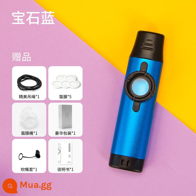 Chuyên nghiệp chơi kim loại Kazoo Kazoo Zuka sáo dễ sử dụng thích hợp guitar nhạc cụ đệm Ukri - Phiên bản chuyên nghiệp của kèn kazoo kim loại (xanh sapphire)