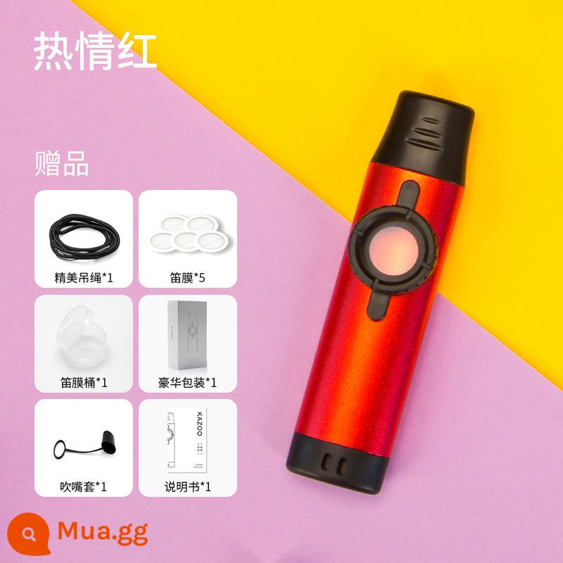 Chuyên nghiệp chơi kim loại Kazoo Kazoo Zuka sáo dễ sử dụng thích hợp guitar nhạc cụ đệm Ukri - Phiên bản chuyên nghiệp của kèn kazoo kim loại (màu đỏ nồng nàn)