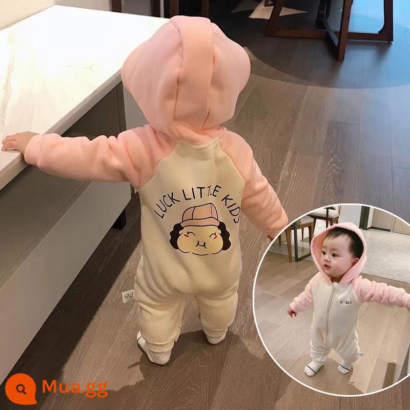 Trẻ Sơ Sinh Một Bộ Quần Áo 0-6 Tháng Xuân Thu Mỏng Siêu Dễ Thương Plus Nhung Quần Áo Bé rompers - Jumpsuit xuân thu Maruko màu hồng