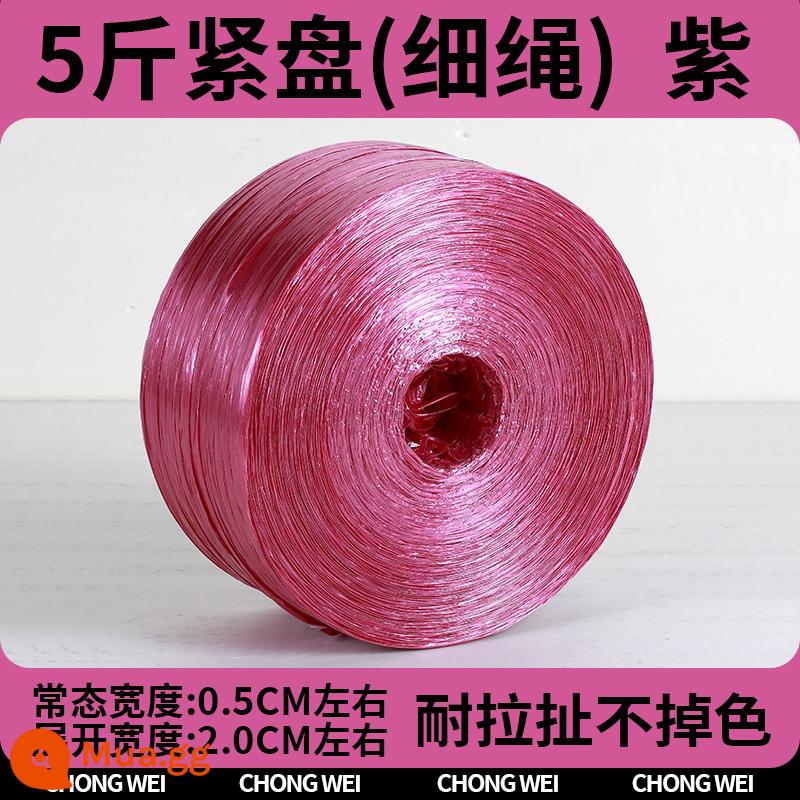 Nhựa nylon đóng gói dây đóng gói bao bì rau cà vạt túi trong suốt kèm dây bện dây xé dây chịu mài mòn - 2cm màu tím [5kg/vật liệu mới/chống nắng mạnh]