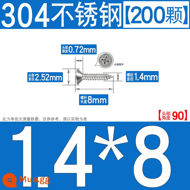 Thép không gỉ 304 vít tự tháo chéo vít đầu chìm vít gỗ mở rộng vít đầu phẳng 1M2M3M4M5M6 - M1.4*8[200 chiếc]