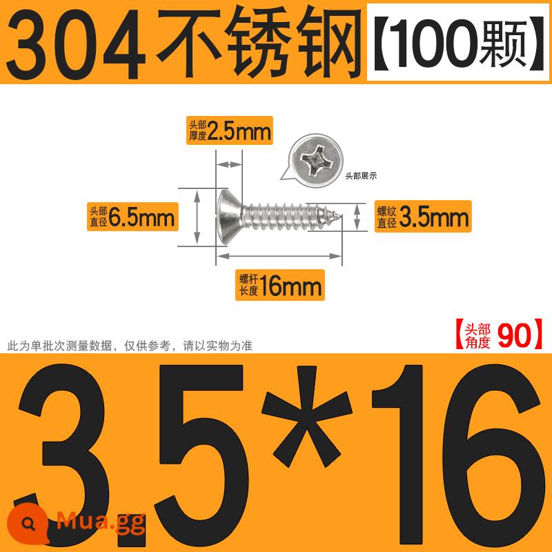 Thép không gỉ 304 vít tự tháo chéo vít đầu chìm vít gỗ mở rộng vít đầu phẳng 1M2M3M4M5M6 - M3.5*16[100 chiếc]