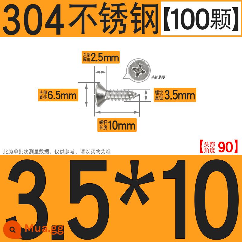 Thép không gỉ 304 vít tự tháo chéo vít đầu chìm vít gỗ mở rộng vít đầu phẳng 1M2M3M4M5M6 - M3.5*10[100 chiếc]