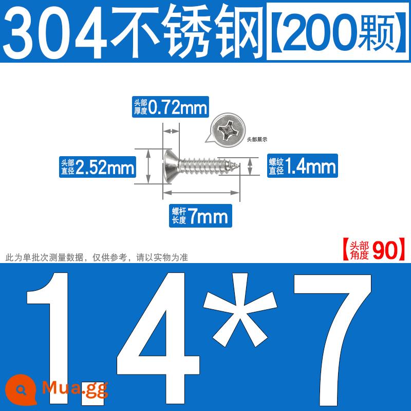 Thép không gỉ 304 vít tự tháo chéo vít đầu chìm vít gỗ mở rộng vít đầu phẳng 1M2M3M4M5M6 - M1.4*7[200 chiếc]