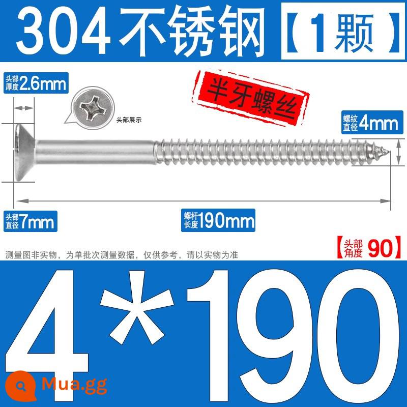 Thép không gỉ 304 vít tự tháo chéo vít đầu chìm vít gỗ mở rộng vít đầu phẳng 1M2M3M4M5M6 - M4*190[1 cái]