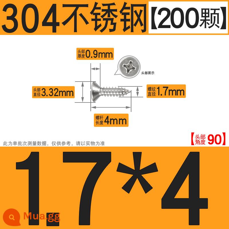 Thép không gỉ 304 vít tự tháo chéo vít đầu chìm vít gỗ mở rộng vít đầu phẳng 1M2M3M4M5M6 - M1.7*4[200 chiếc]