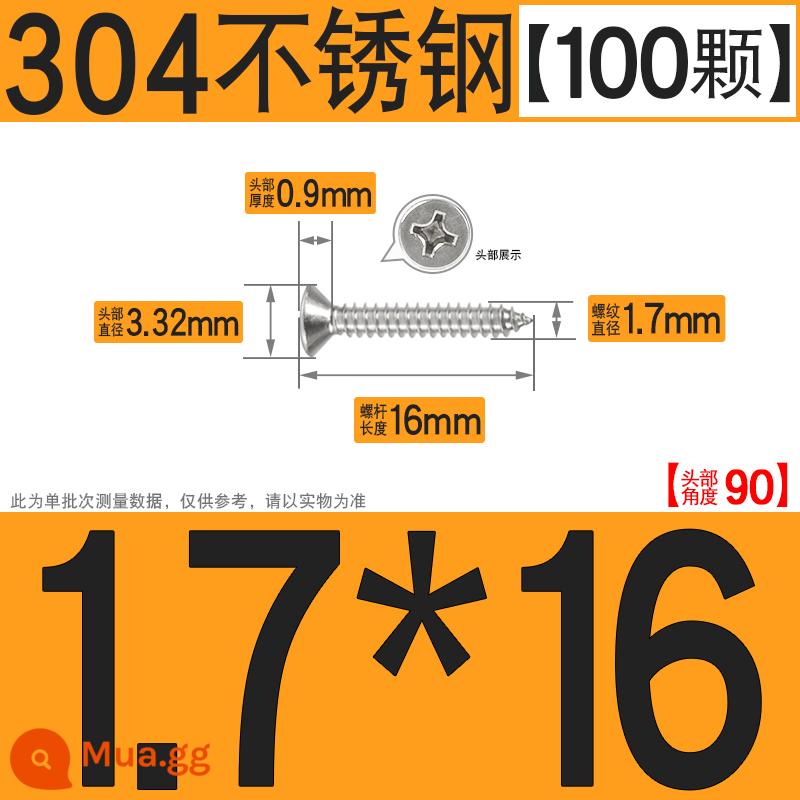 Thép không gỉ 304 vít tự tháo chéo vít đầu chìm vít gỗ mở rộng vít đầu phẳng 1M2M3M4M5M6 - M1.7*16[100 chiếc]