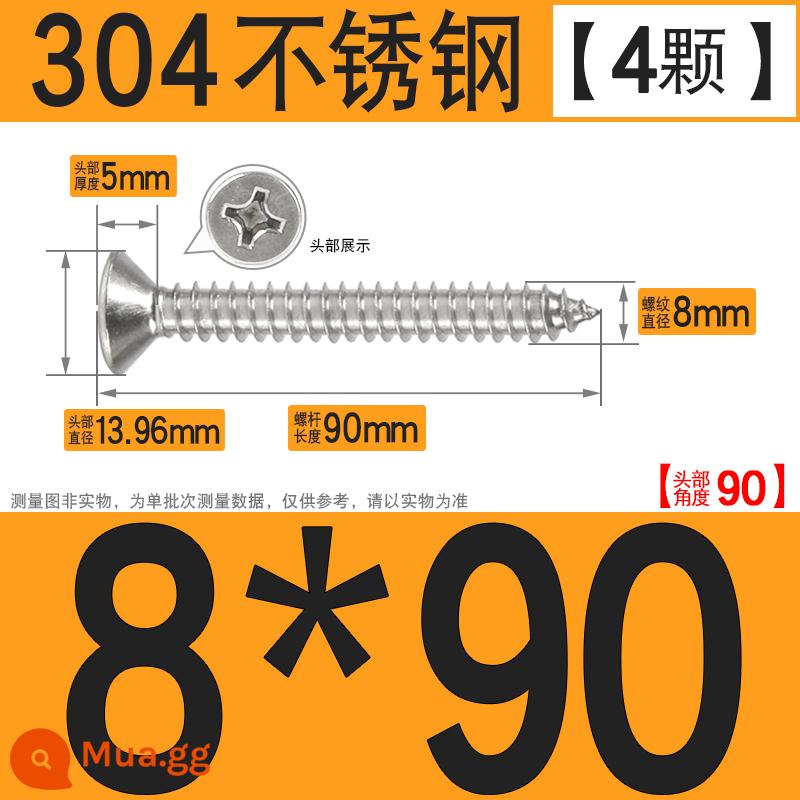 Thép không gỉ 304 vít tự tháo chéo vít đầu chìm vít gỗ mở rộng vít đầu phẳng 1M2M3M4M5M6 - M8*90[4 cái]