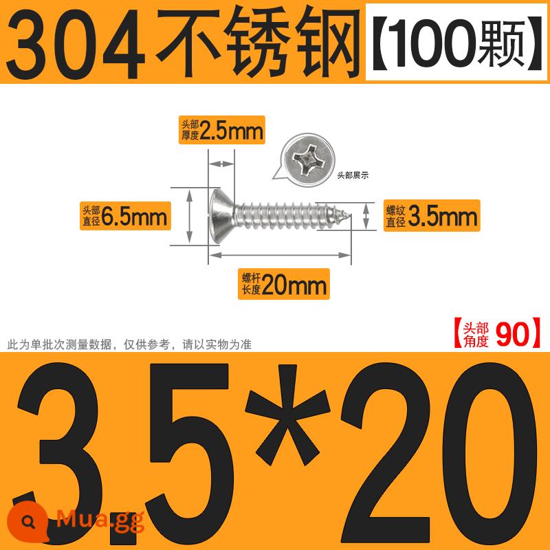 Thép không gỉ 304 vít tự tháo chéo vít đầu chìm vít gỗ mở rộng vít đầu phẳng 1M2M3M4M5M6 - M3.5*20[100 chiếc]