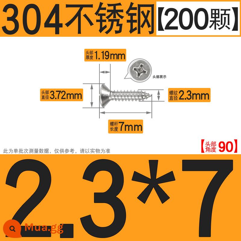 Thép không gỉ 304 vít tự tháo chéo vít đầu chìm vít gỗ mở rộng vít đầu phẳng 1M2M3M4M5M6 - M2.3*7[200 chiếc]