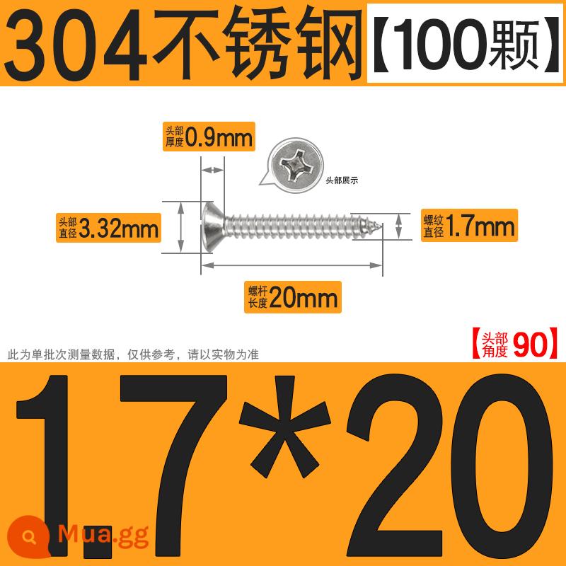 Thép không gỉ 304 vít tự tháo chéo vít đầu chìm vít gỗ mở rộng vít đầu phẳng 1M2M3M4M5M6 - M1.7*20[100 chiếc]