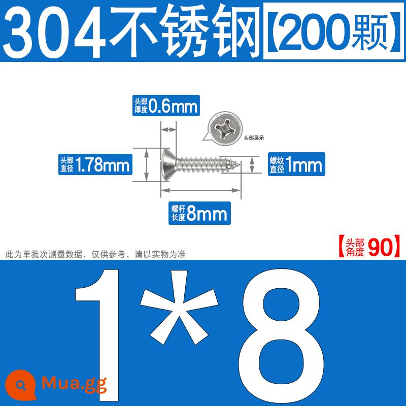 Thép không gỉ 304 vít tự tháo chéo vít đầu chìm vít gỗ mở rộng vít đầu phẳng 1M2M3M4M5M6 - M1*8[200 chiếc]