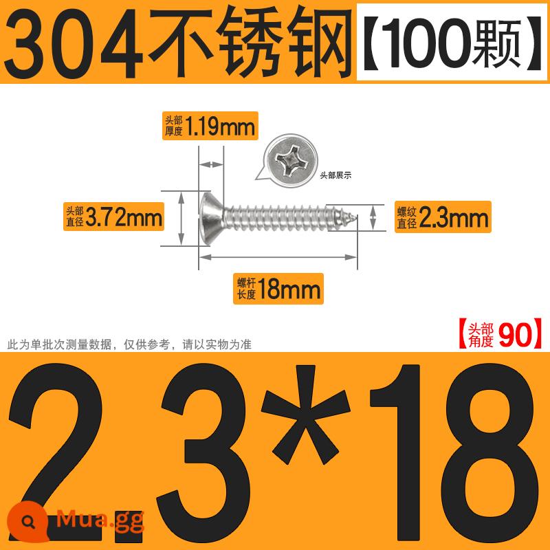 Thép không gỉ 304 vít tự tháo chéo vít đầu chìm vít gỗ mở rộng vít đầu phẳng 1M2M3M4M5M6 - M2.3*18[100 chiếc]