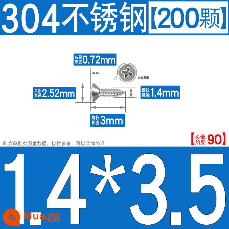 Thép không gỉ 304 vít tự tháo chéo vít đầu chìm vít gỗ mở rộng vít đầu phẳng 1M2M3M4M5M6 - M1.4*3.5[200 chiếc]