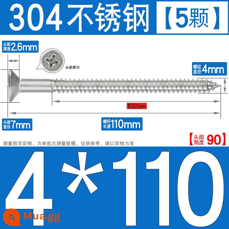 Thép không gỉ 304 vít tự tháo chéo vít đầu chìm vít gỗ mở rộng vít đầu phẳng 1M2M3M4M5M6 - M4*110[5 cái]