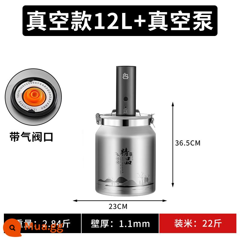 Xô đựng gạo hộ gia đình chống côn trùng và chống ẩm xi lanh đựng gạo kín cấp thực phẩm thùng lưu trữ hạt hộp đựng gạo thùng chứa bột - Vật liệu nhôm không gian [Mẫu chân không 22 catties có bơm]