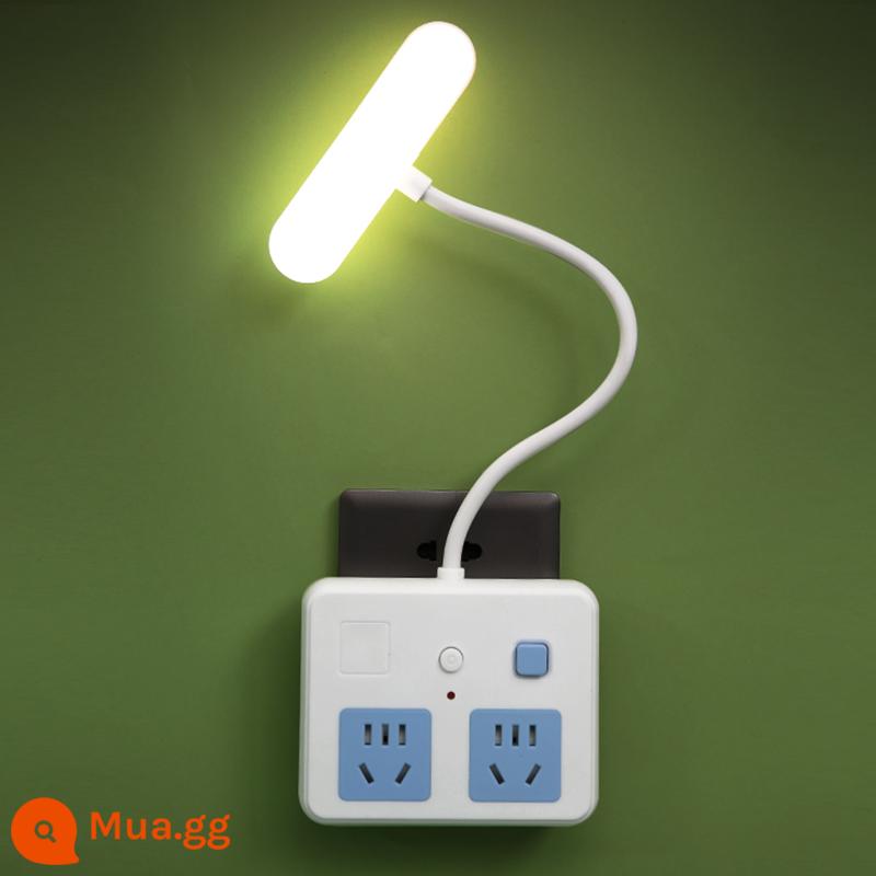 Chỉ trưa ổ cắm đèn LED đa chức năng chuyển đổi USB cắm nhà phòng ngủ ký túc xá sinh viên đọc sách đèn ngủ - Đèn bàn màu xanh không có USB (ánh sáng ấm áp)