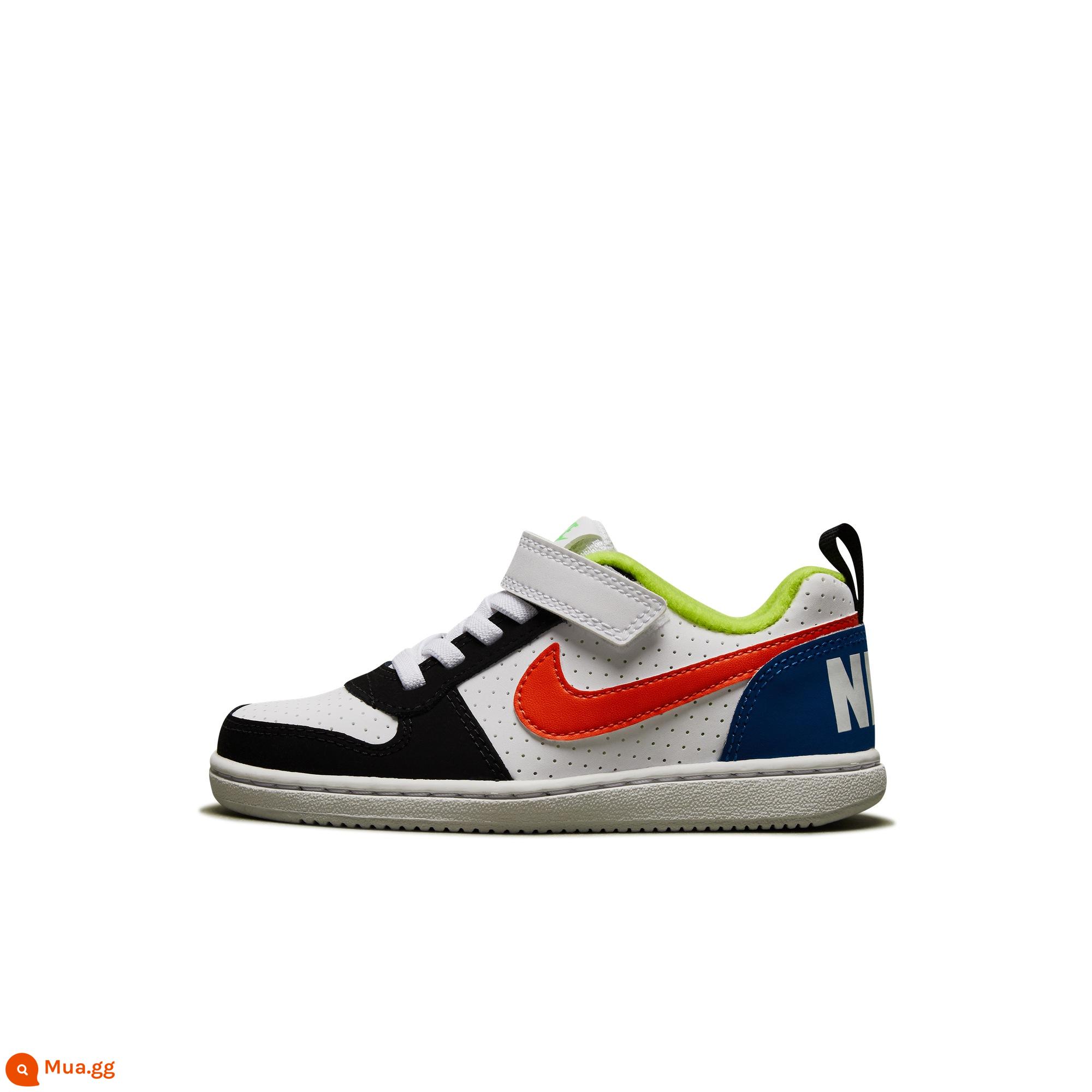 Giày thể thao Nike chính thức cho bé trai COURT BOROUGH LOW cổ thấp mùa đông DV9114 - 181 trắng/cam cỏ nhạt/trắng/xanh tín hiệu/vàng sáng