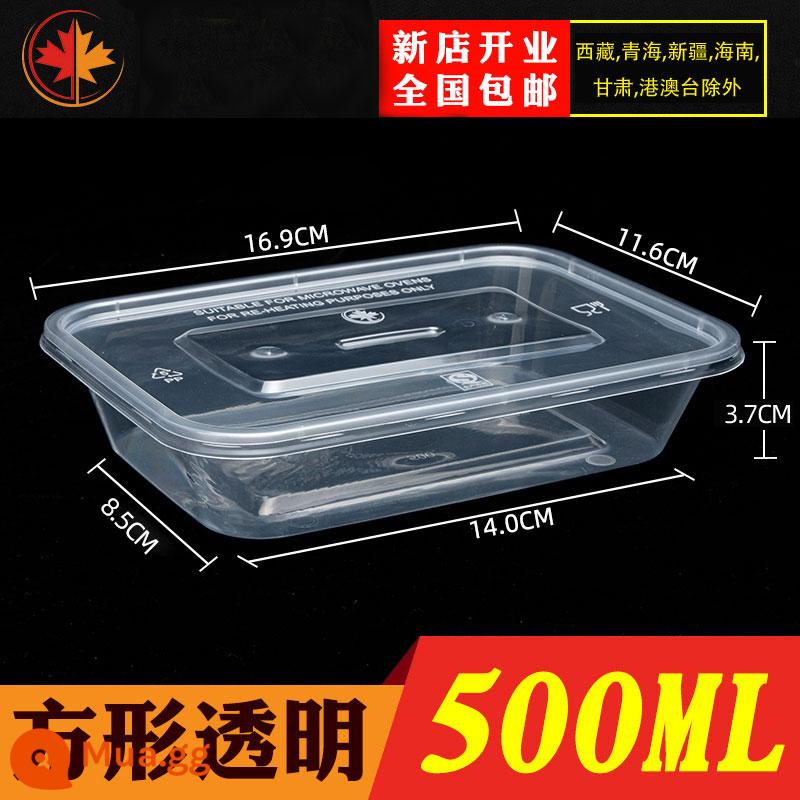 Hình Chữ Nhật 1000ML Dùng Một Lần Hộp Cơm Thức Ăn Nhanh Bento Bát Canh Hộp Bao Bì Miễn Phí Vận Chuyển Dày Trong Suốt Giao Hộp Cơm Trưa - Chai vuông trong suốt 500ml dày có nắp 300 bộ