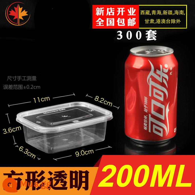 Hình Chữ Nhật 1000ML Dùng Một Lần Hộp Cơm Thức Ăn Nhanh Bento Bát Canh Hộp Bao Bì Miễn Phí Vận Chuyển Dày Trong Suốt Giao Hộp Cơm Trưa - Chai vuông trong suốt 200ml có nắp 300 bộ