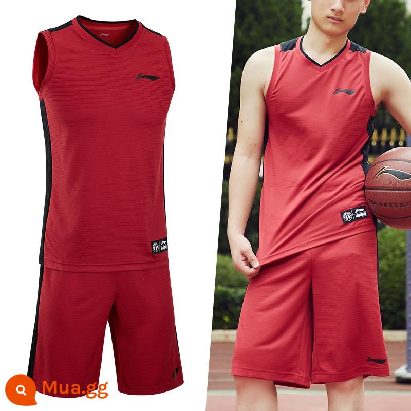 Áo vest thể thao Li Ning thể thao nam khô nhanh phù hợp tập luyện bóng rổ điền kinh không tay chạy bộ áo vest lụa băng mùa hè - Đồng phục bóng rổ màu đỏ lựu [nhẹ, mềm, thấm mồ hôi và thoáng khí]