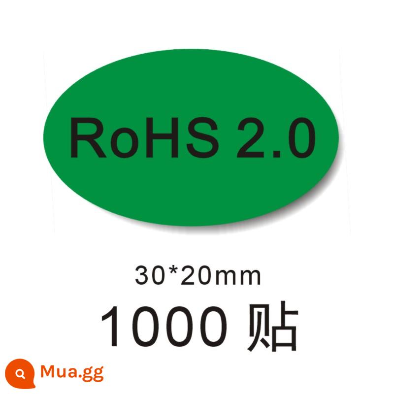 Tiêu chuẩn Châu Âu RoHS màu xanh lá cây phía dưới màu đen và trắng mạnh mẽ tự dính tùy chỉnh nhãn hình bầu dục bảo vệ môi trường phổ quát tùy chỉnh - RoHS2.0 30*20MM nền xanh có ký tự màu đen 1 gói/1000 miếng dán